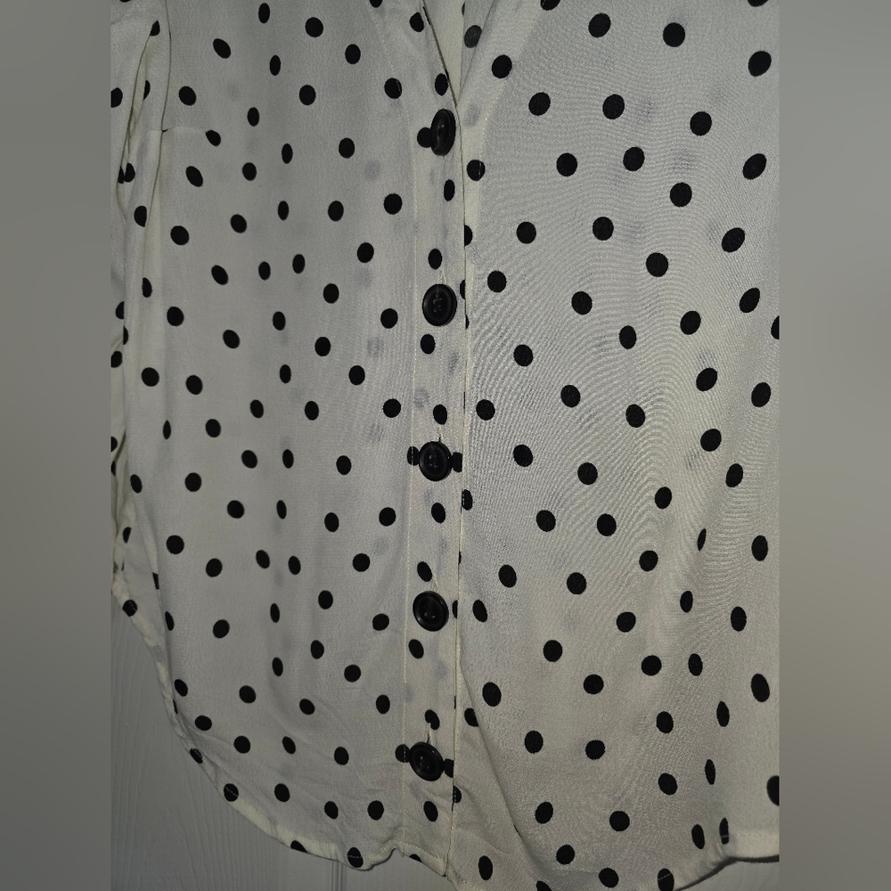 Maeve By Anthropologie Black And White Polka Dot Blouse Size S - Picture 5 of 6
